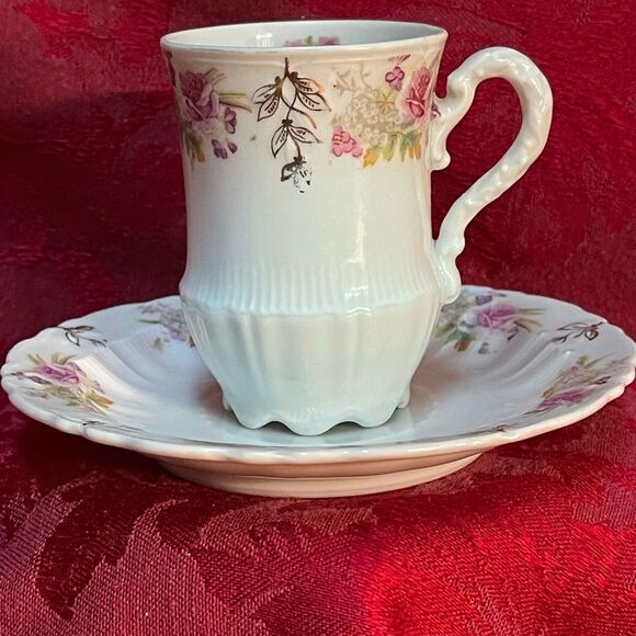 Antique‎ Carl Tielsch Demitasse Teacup and Saucer Set. Made in Germany - Picture 1 of 13